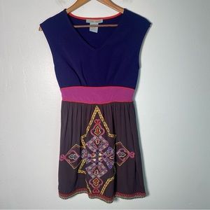 Flying Tomato Embroidered Boho Peasant Flare Mini Dress Women’s Size Sma…